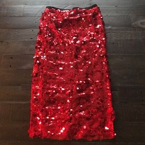 Mamagama Maternity Sequin Pencil Skirt (Red)